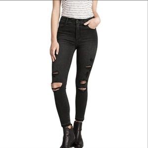 Abercrombie & Fitch black stretchy distressed ripped high rise skinny jeans